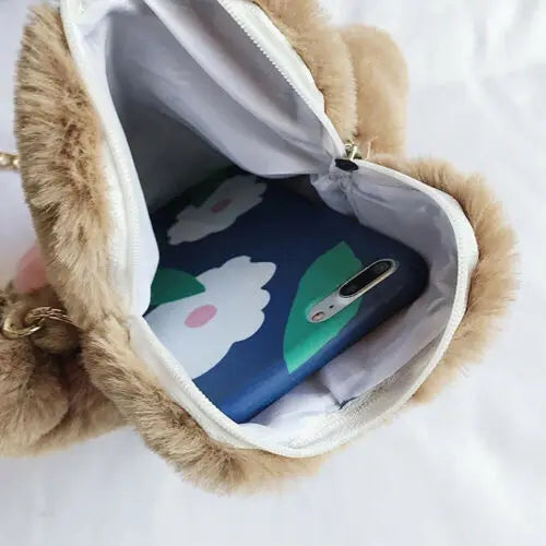 Fur Claw Small Bag Women Shoulder Hobo Bag Zipper Chain Tote Crossbody Bag