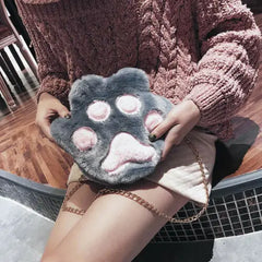 Fur Claw Small Bag Women Shoulder Hobo Bag Zipper Chain Tote Crossbody Bag