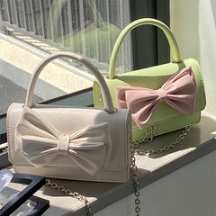 Bowknot Small Shoulder Bag PU Leather Women Crossbody Party Clutch Purse