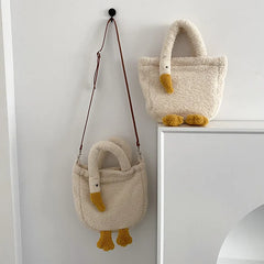 Cashmere Woman Shoulder Bag Goose Shape Girl Handbag Winter Messenger Bags