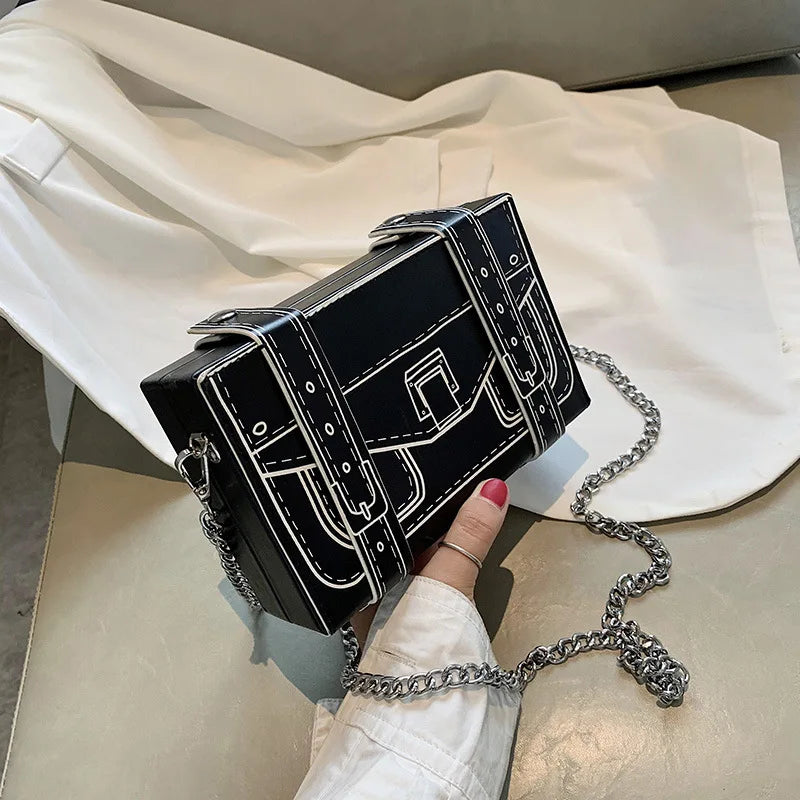 Printing Box Shape Shoulder Bag Ladies Square Crossbody Small Bag