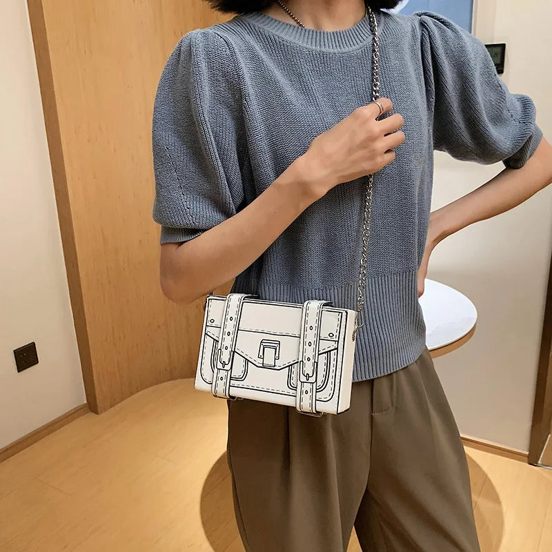 Printing Box Shape Shoulder Bag Ladies Square Crossbody Small Bag