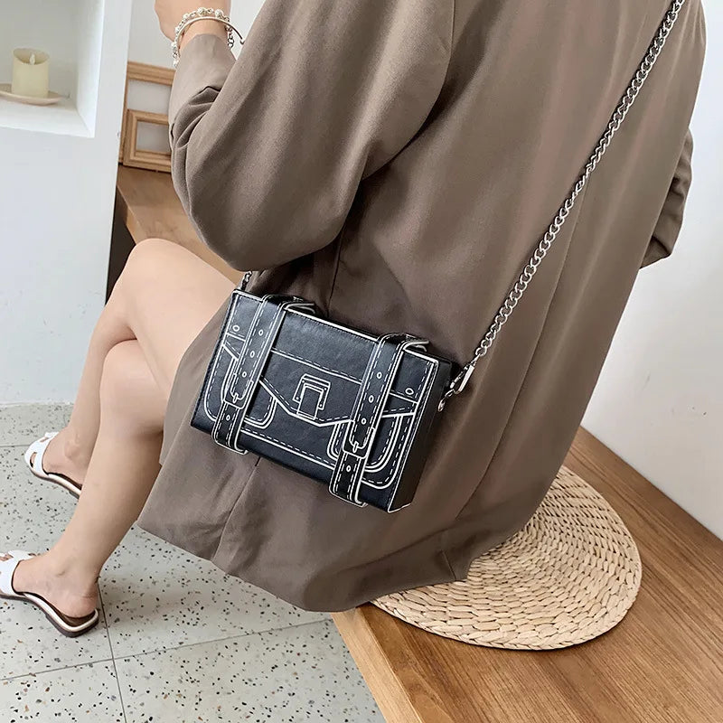Printing Box Shape Shoulder Bag Ladies Square Crossbody Small Bag