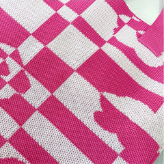 Plaid Flower Knitting Tote Bag for Women Girls