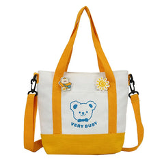 Little Bear Canvas Shoulder Bags Women High-capacity Student Messenger Bag Handb