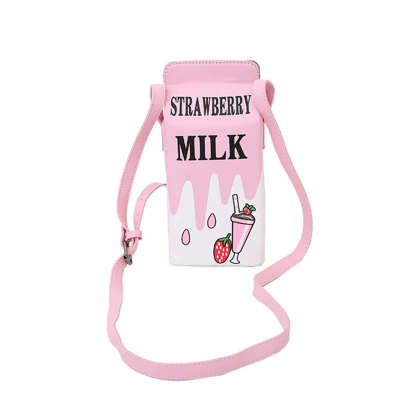 Harajuku Strawberry Drink Shoulder Bag - Funny Lemon Print