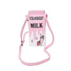 Harajuku Strawberry Drink Shoulder Bag - Funny Lemon Print