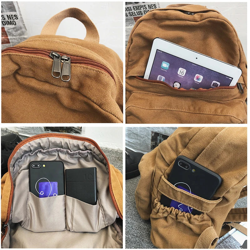Canvas Travel School Bag Casual Women Backpack For Teenage Girls