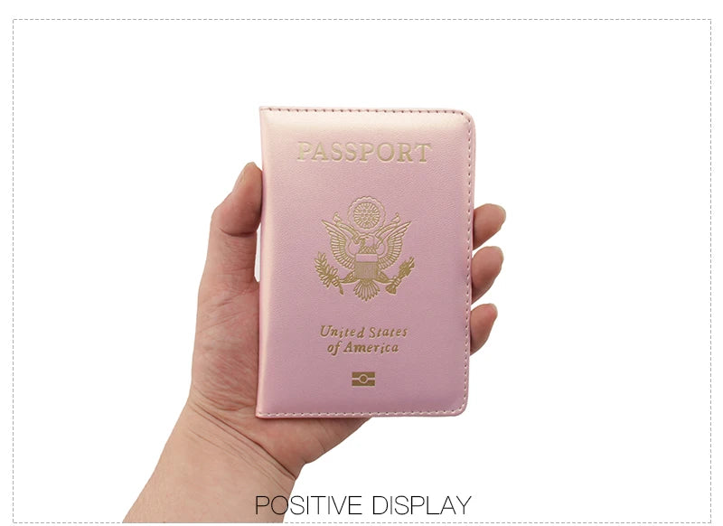 Pink PU Leather Passport Holder Cover for Women