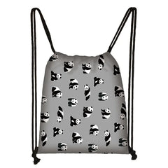 Panda Drawstring Bag for Girls Travel Storage Package Cartoon School Backpacks