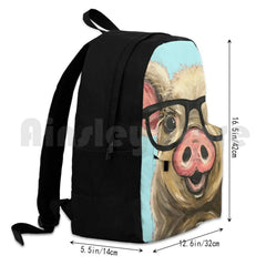Pig Art Pig with Glasses Outdoor Hiking Backpack Waterproof Camping Travel