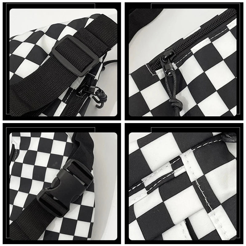 Plaid Women Fanny Pack Waist Belt Bag High Capacity