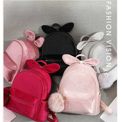 Plush Ball Kid Mini Backpack Kindergarten Schoolbag Baby Bowknot Handbag