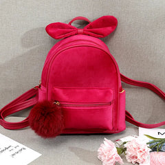 Plush Ball Kid Mini Backpack Kindergarten Schoolbag Baby Bowknot Handbag
