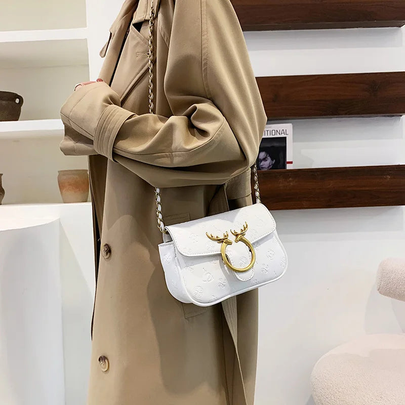 Deer Lock Chain Messenger Bag Ladies Handbags Crossbody Bags