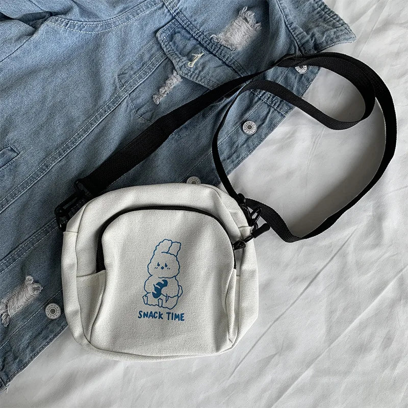 Rabbit Canvas Small Crossbody Bag Vintage Phone Purse Handbag
