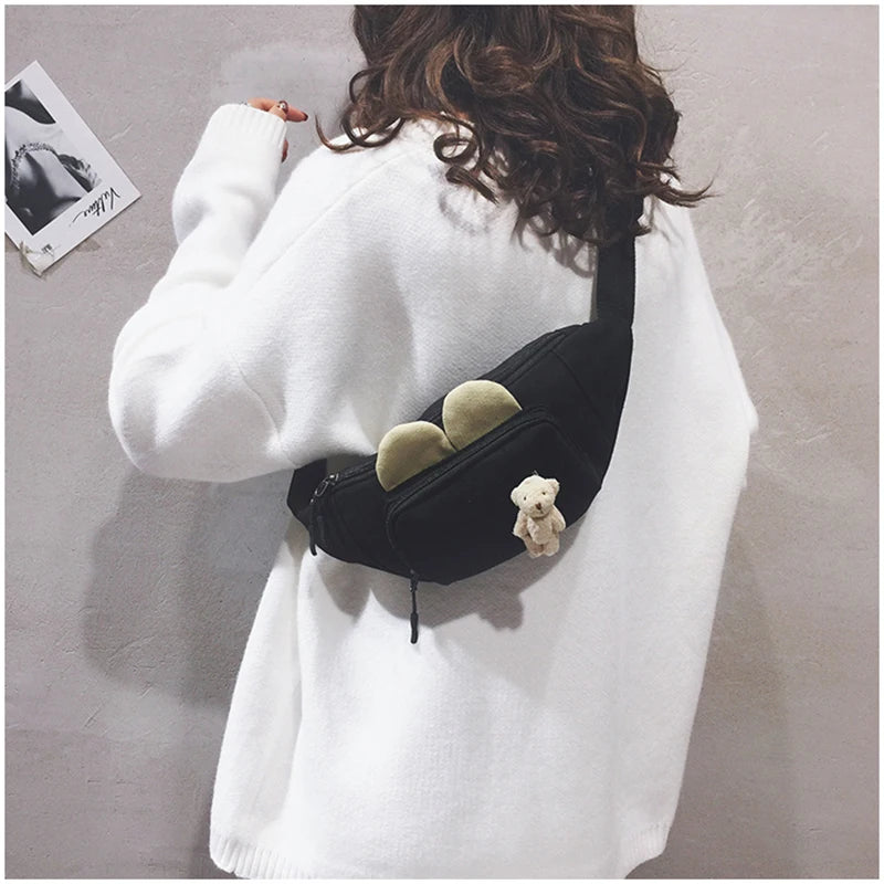 Canvas Rabbit Waist Pack Crossbody Chest Bag