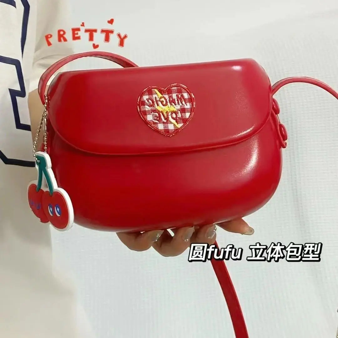 Red Cherries Embroidery Saddle Bag Messenger