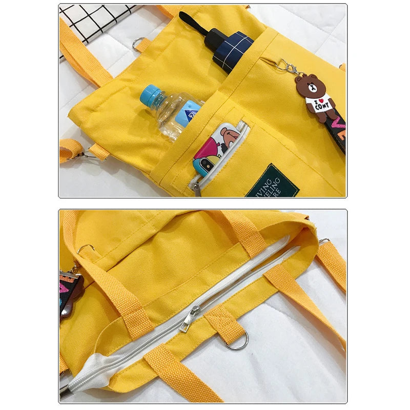 Pink School Bag for Girls Casual Backpacks Handbags Teenager Book Bag