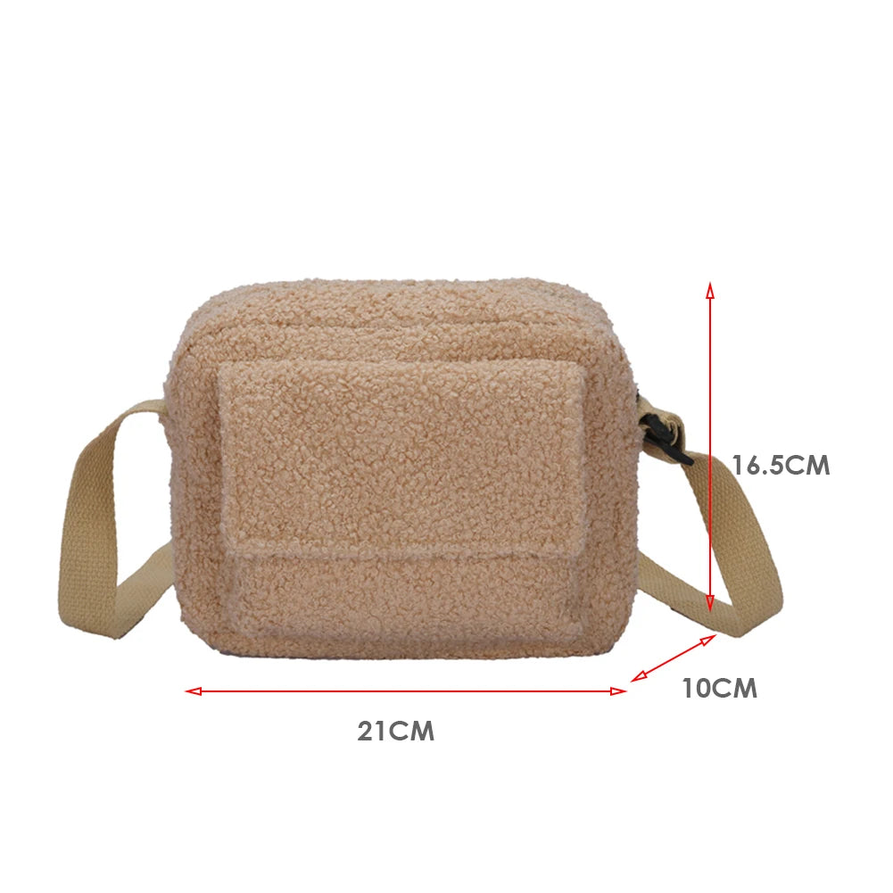 Vintage Lamb Wool Shoulder Bag for Women