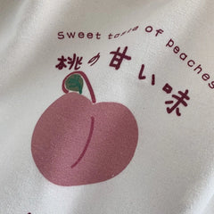 Strawberry Tote Bag Peach Print Eco Shoulder Bags