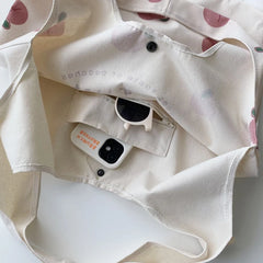 Strawberry Tote Bag Peach Print Eco Shoulder Bags