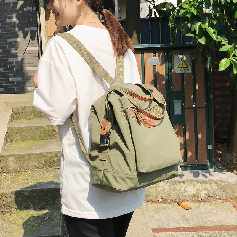 Student Waterproof Backpack Female Women Vintage School Bag Girl Ladies Nylon Ba