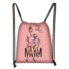 Mama Print Drawstring Bag for Women Travel & Shopping