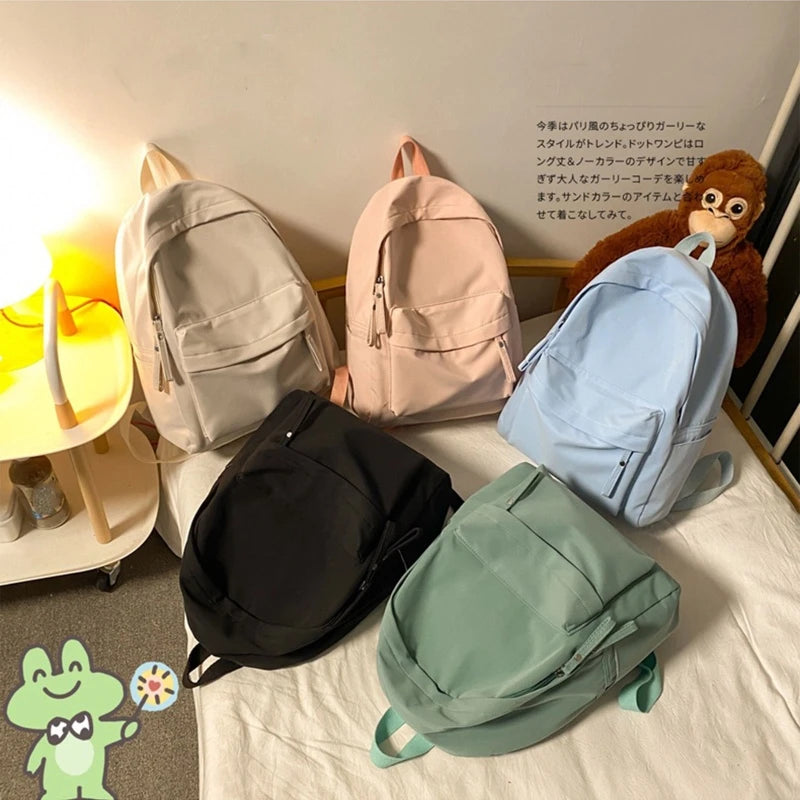 Solid Youth Bookbag Student Girls Boys Casual Large Capacity School Travel Bag