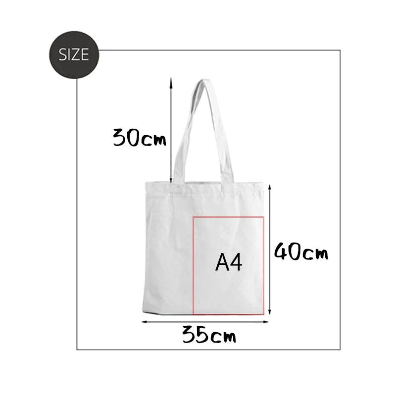 Totoro Print Canvas Tote Bag Harajuku Reusable Shopper Handbag