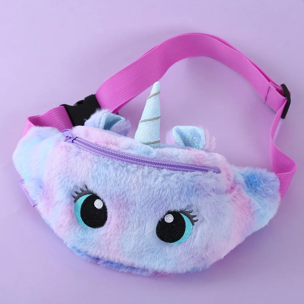Unicorn Waist Packs Girls Fanny Plush Waist Bag Women Belt Bag