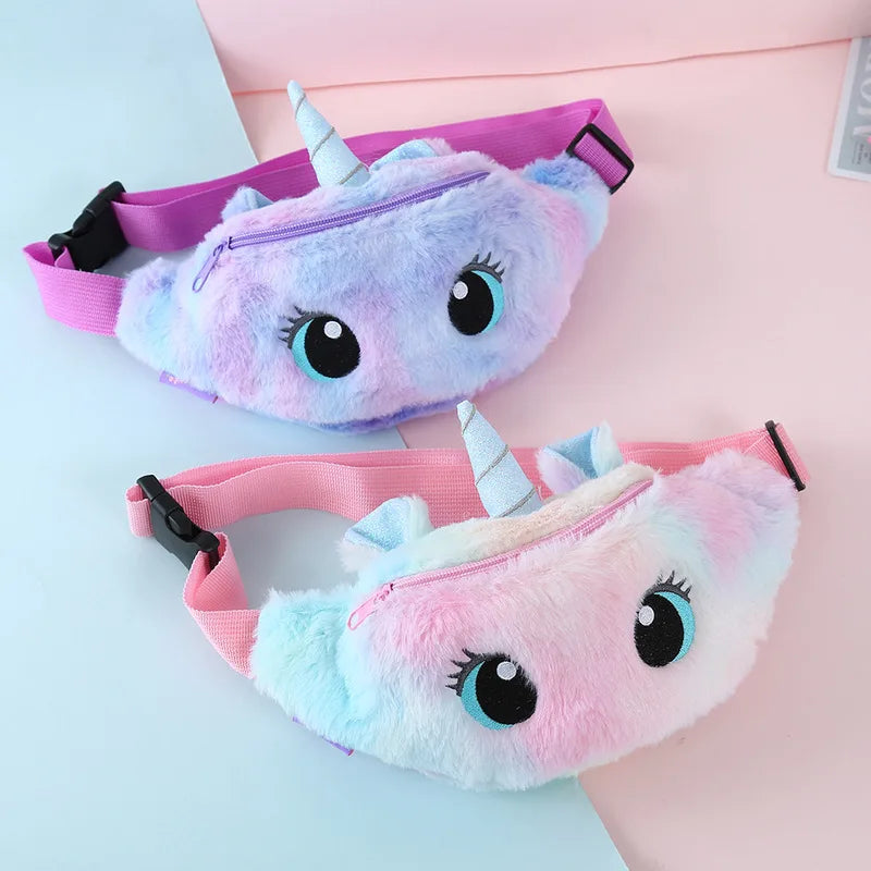 Unicorn Waist Packs Girls Fanny Plush Waist Bag Women Belt Bag