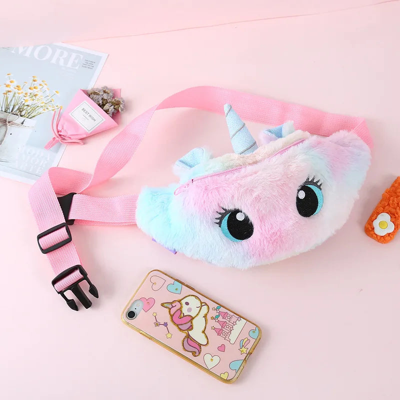 Unicorn Waist Packs Girls Fanny Plush Waist Bag Women Belt Bag