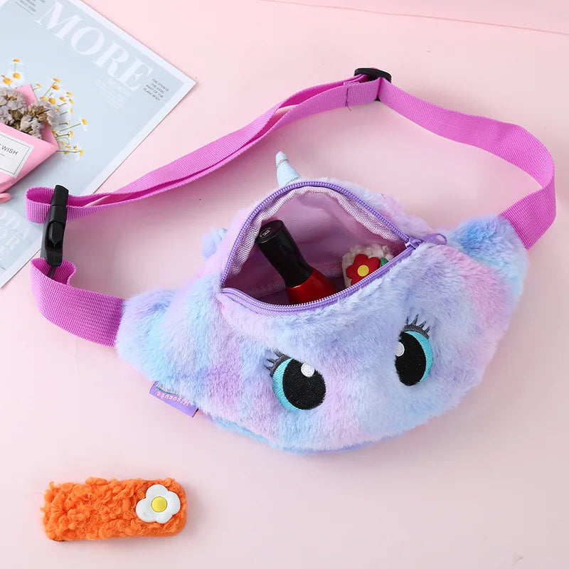 Unicorn Waist Packs Girls Fanny Plush Waist Bag Women Belt Bag