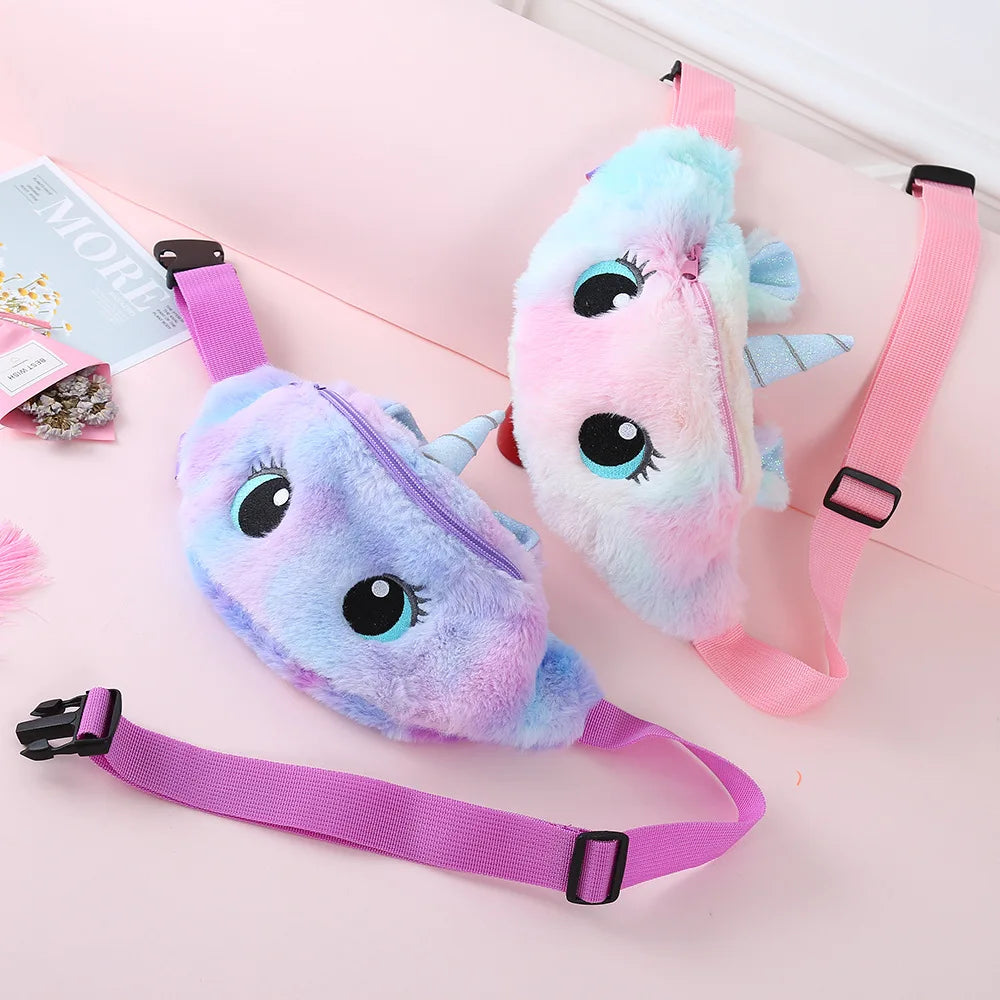 Unicorn Waist Packs Girls Fanny Plush Waist Bag Women Belt Bag