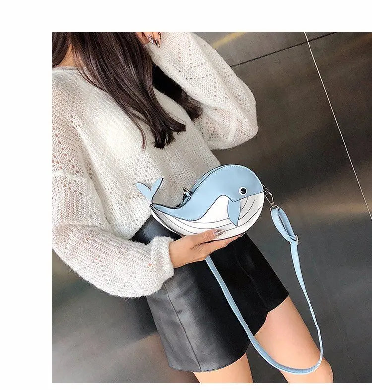 Whale Pu Leather Flap Clutch Shoulder Bag Crossbody Mini Messenger Bag
