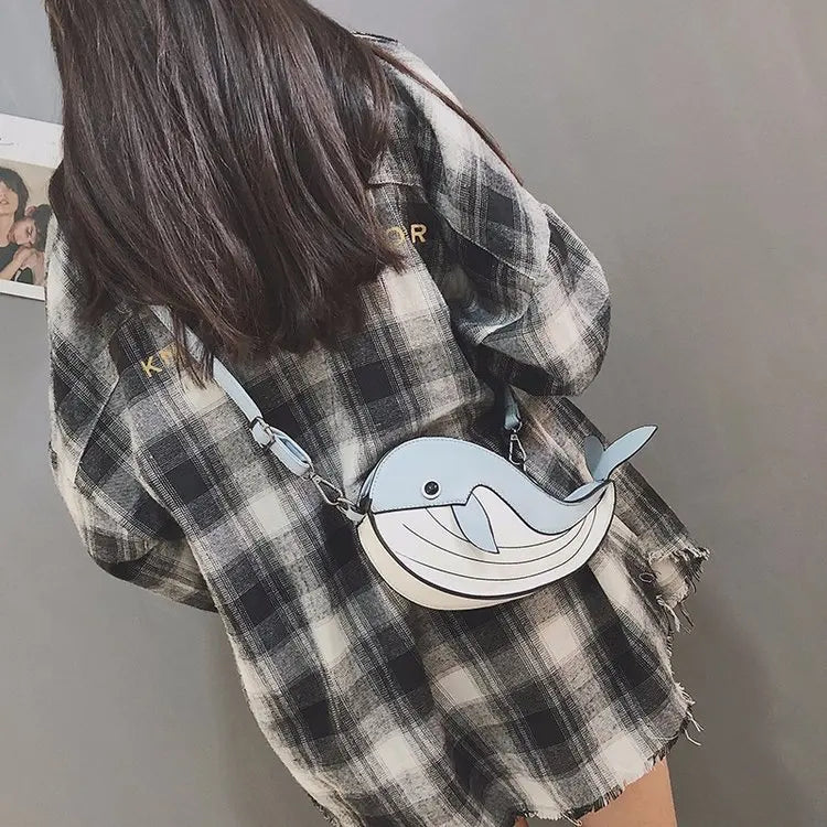 Whale Pu Leather Flap Clutch Shoulder Bag Crossbody Mini Messenger Bag