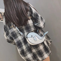Whale Pu Leather Flap Clutch Shoulder Bag Crossbody Mini Messenger Bag