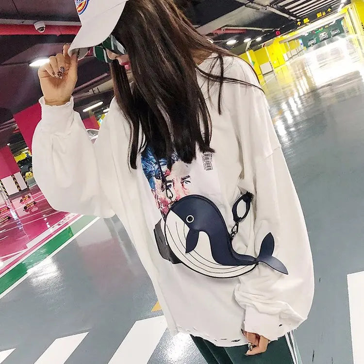 Whale Pu Leather Flap Clutch Shoulder Bag Crossbody Mini Messenger Bag