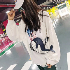 Whale Pu Leather Flap Clutch Shoulder Bag Crossbody Mini Messenger Bag