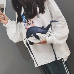 Whale Pu Leather Flap Clutch Shoulder Bag Crossbody Mini Messenger Bag