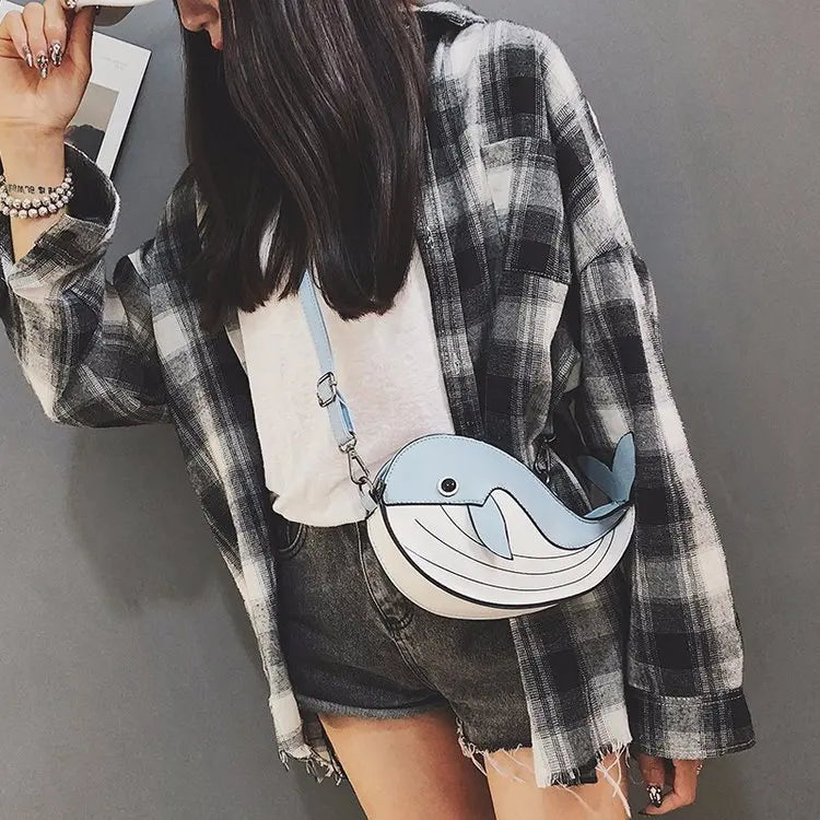 Whale Pu Leather Flap Clutch Shoulder Bag Crossbody Mini Messenger Bag