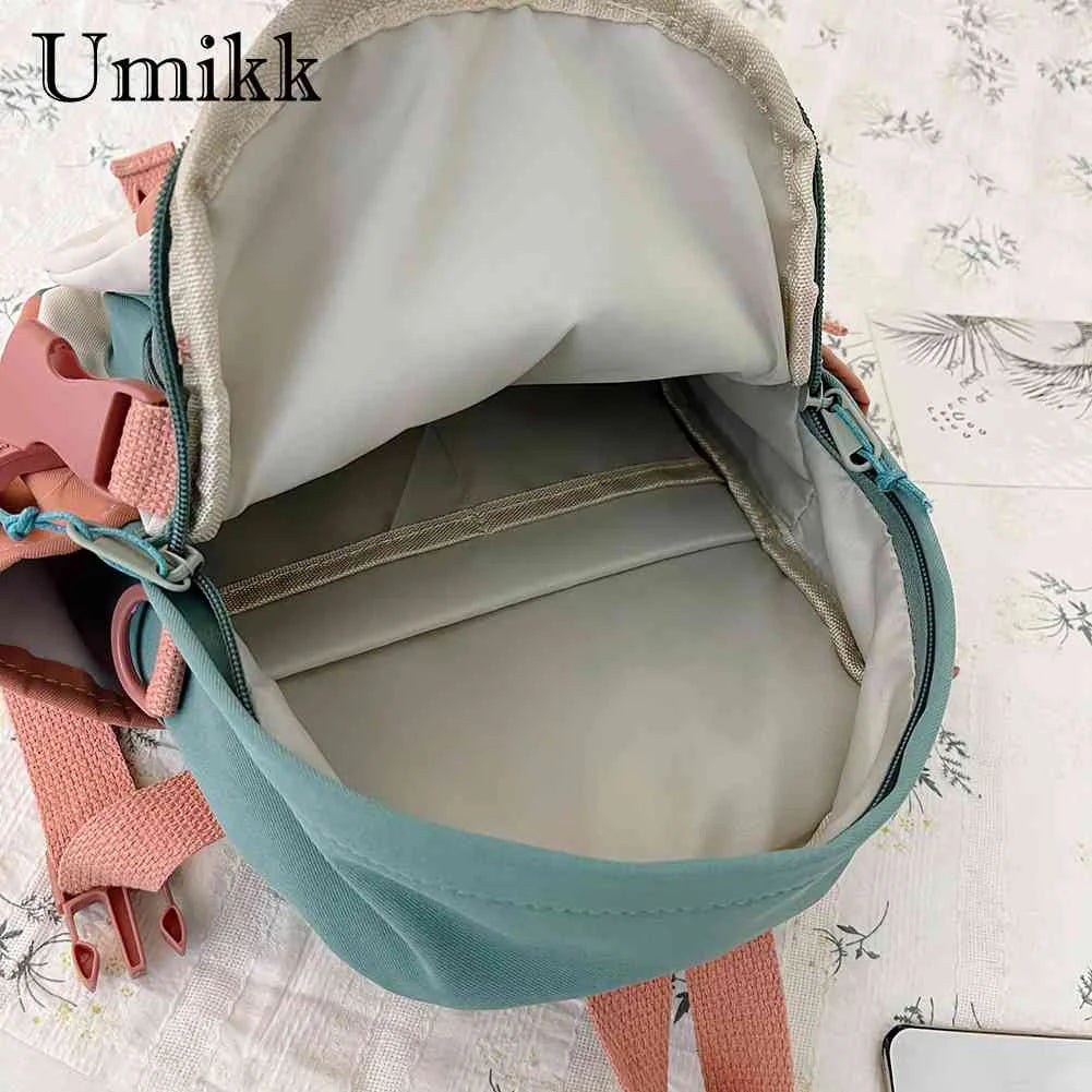 Women Cartoon Printing Rucksack Contrast Knapsack Girls Schoolbags