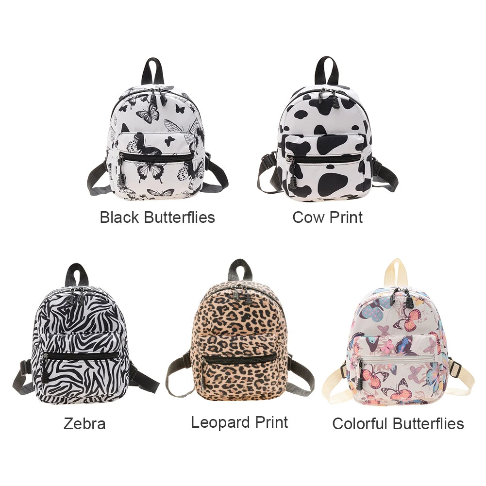 Girls Lightweight Animal Print Butterflies Mini Backpack Adjustable Strap
