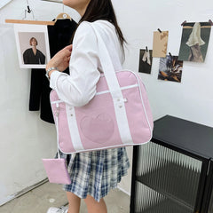 Women Large Canvas Heart Patchwork Shoulder Bag