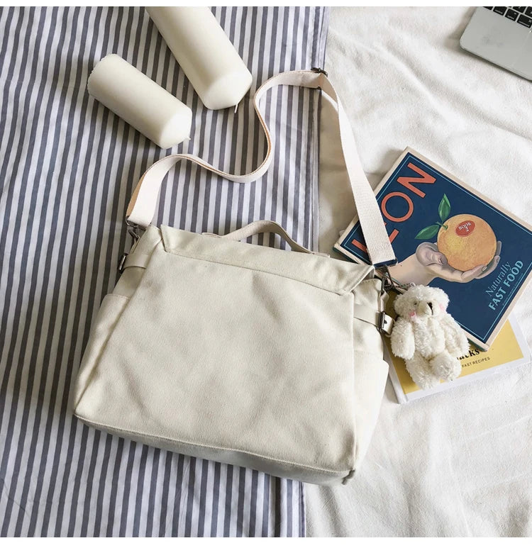 Canvas Girl Messenger Bag College Schoolbag Harajuku Crossbody Bag