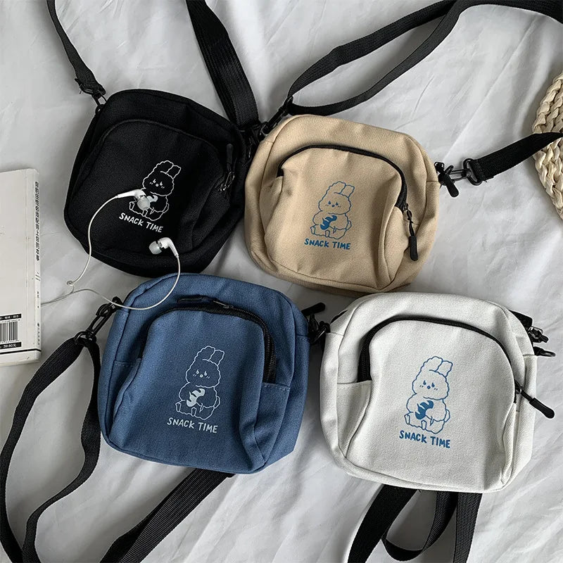 Japanese Harajuku Canvas Crossbody Bag Casual Satchel