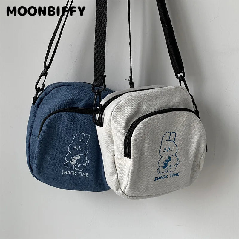 Japanese Harajuku Canvas Crossbody Bag Casual Satchel