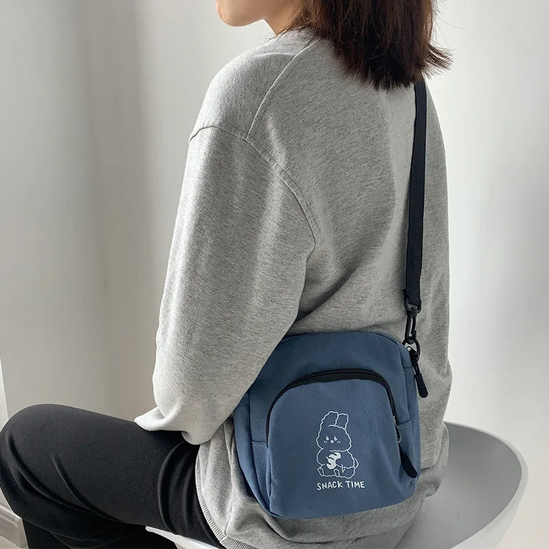 Japanese Harajuku Canvas Crossbody Bag Casual Satchel