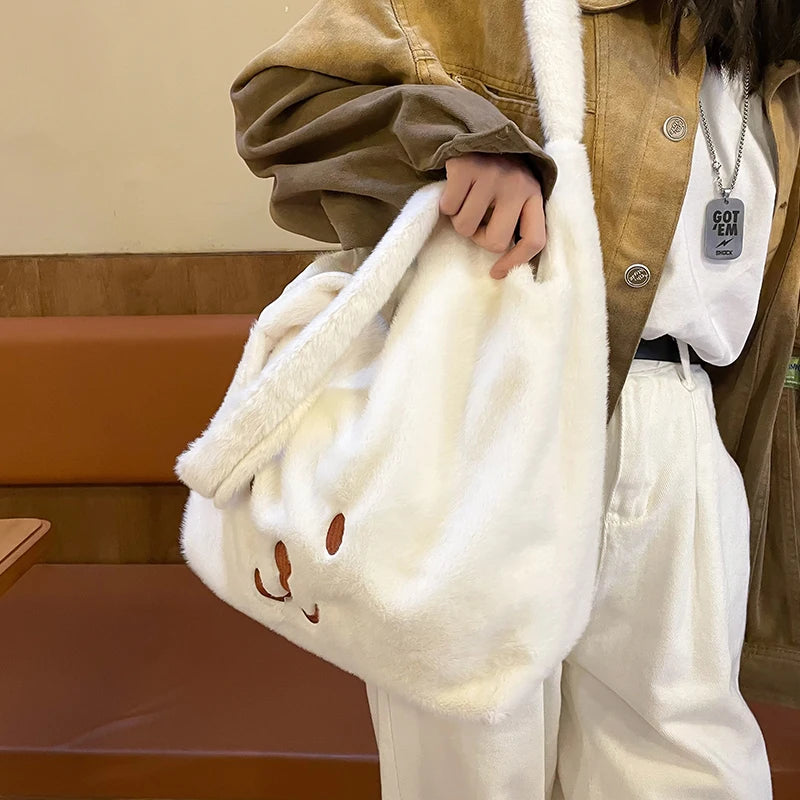Winter Plush Tote Bag for Women - Soft Warmth Handbags